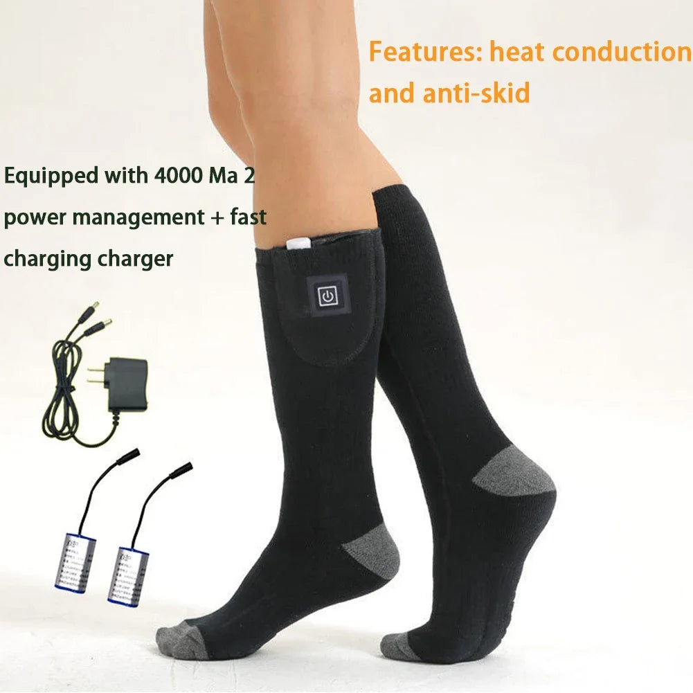 Ultimate Winter Sports Heated Socks - Rechargeable 7.4V Battery for Camping, Riding, and Hiking