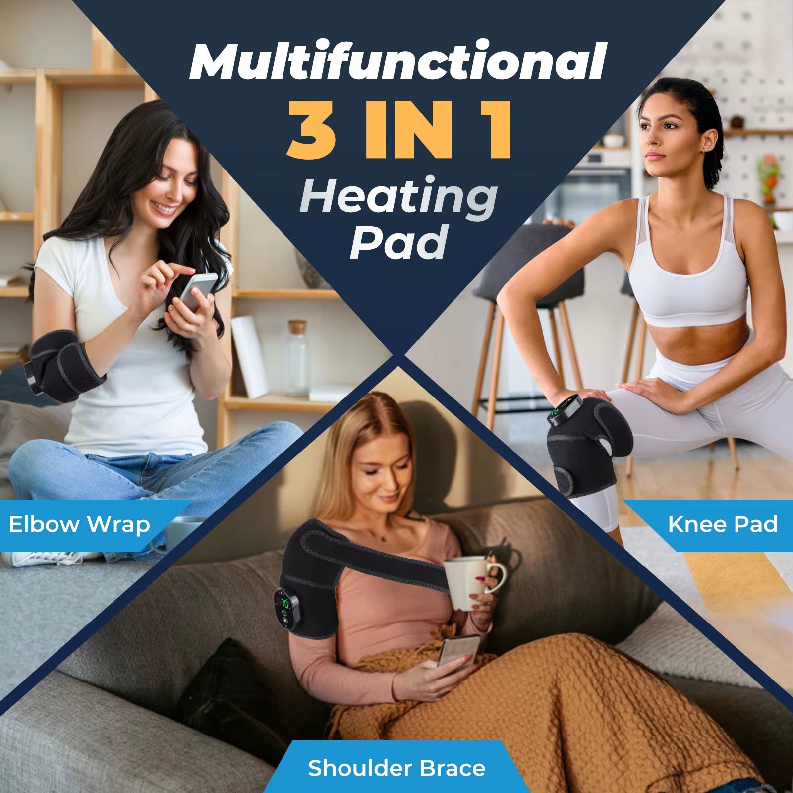 Electric Knee Heating Pad Cordless Adjustable 6 Levels Heated Knee Brace Belt for Knee Shoulder Joint Old Cold Leg Knee Warmer